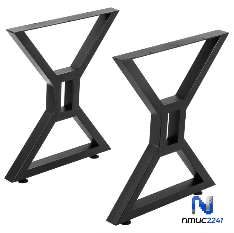 Pair 28" X-Shaped Metal Table Legs Heavy Duty Office & Dining Table Legs Black