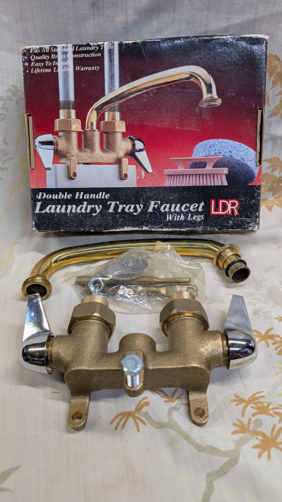 LDR Laundry Tub Faucet Double Handle 2 Hole Fits Standard Tubs Quality Brass New