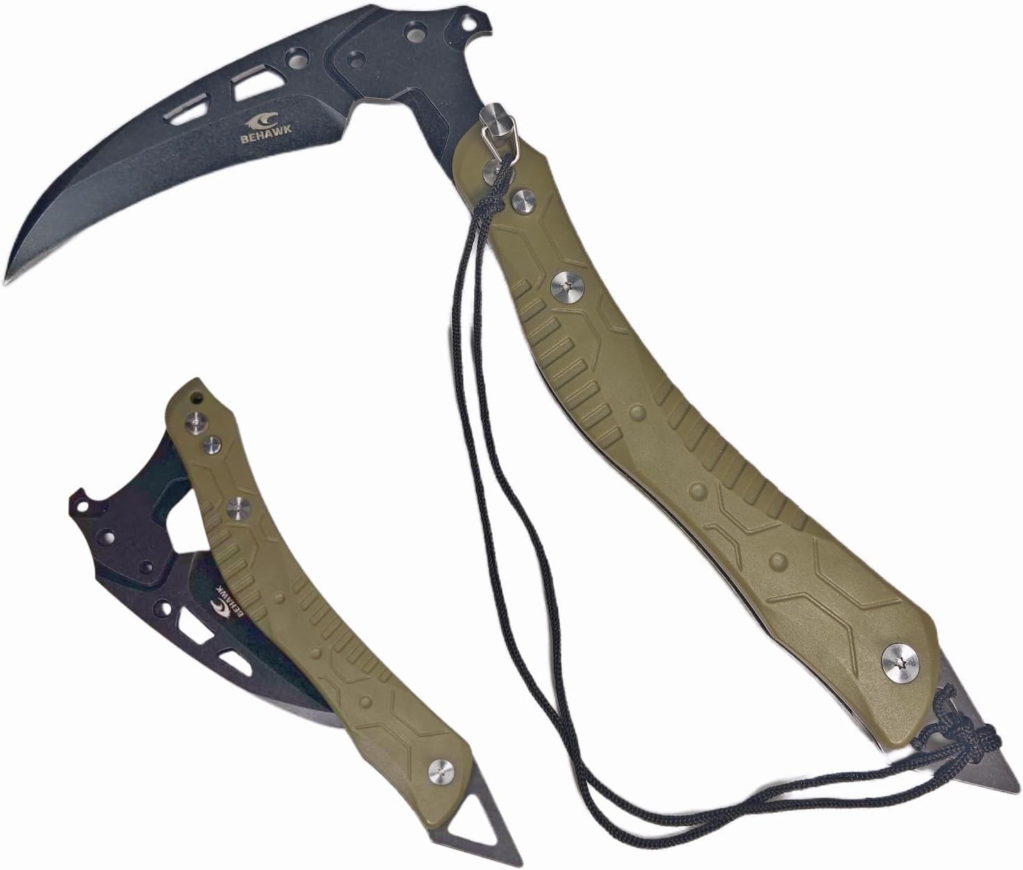 Folding Sickle Knife With Sheath, Quick Release Tactical Survival Tool