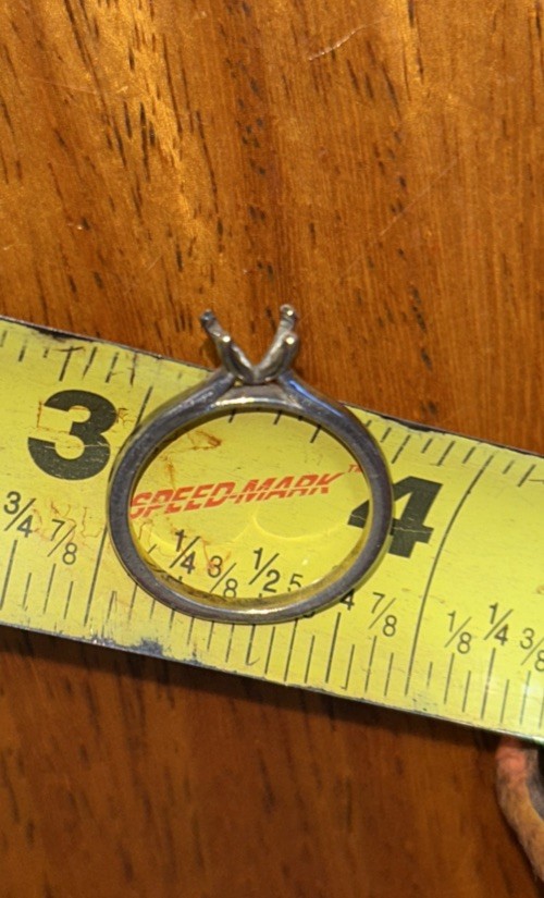 Old Scratched Sterling Silver Engagement Ring Setting marked STER with no stone