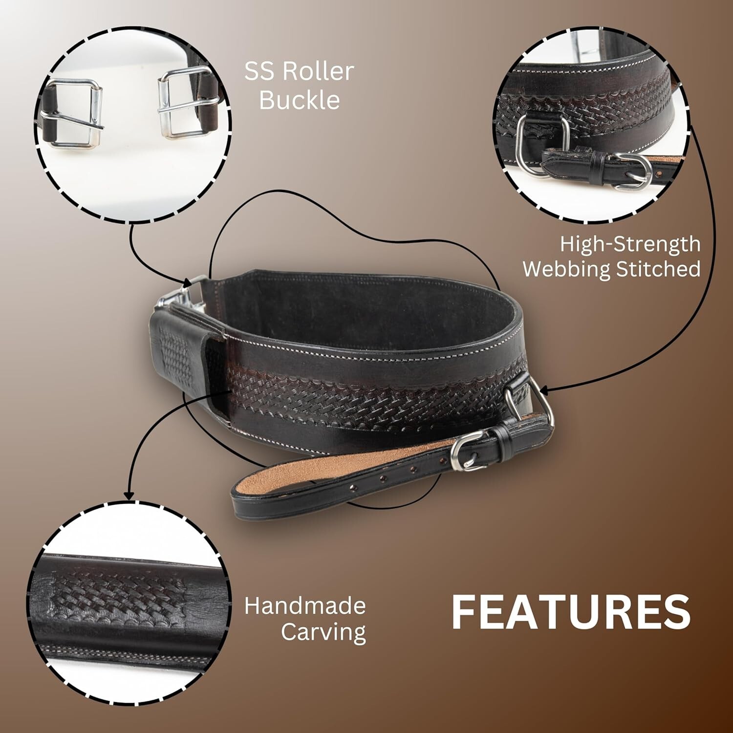 Western Carved Leather Flank Back Saddle Girth Cinch Belt Bucking Strap 52" New