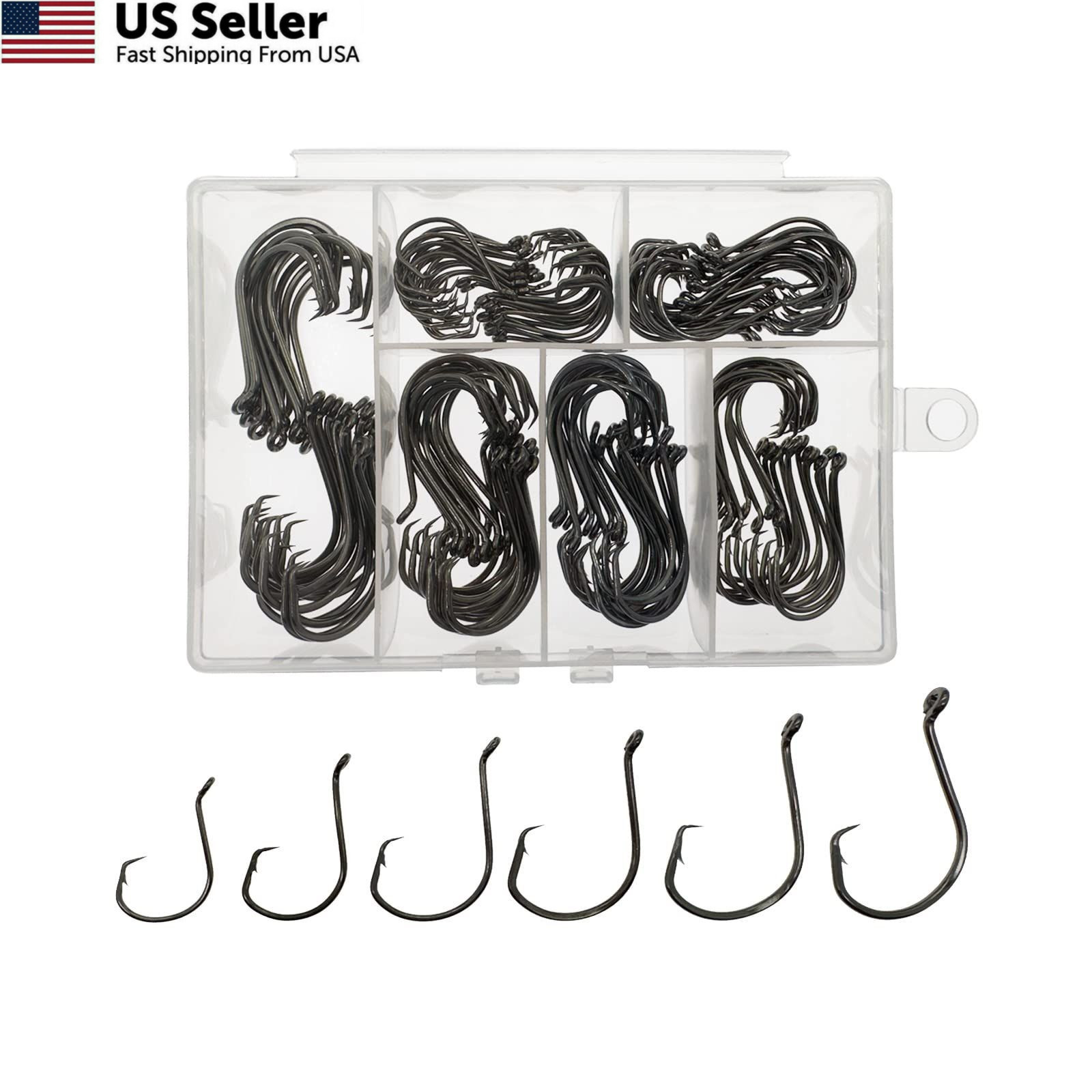 Afmivs Fishing Hooks 1/0 2/0 3/0 4/0 5/0 6/0, 6 sizes 6/0