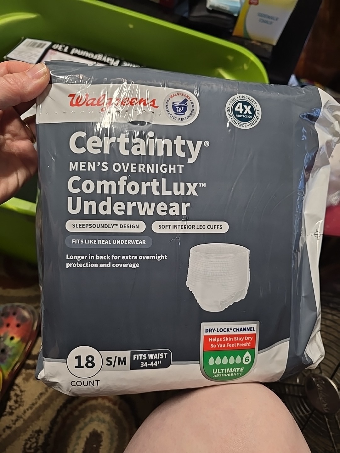 Walgreens  Certainty Mens Overnight Underwear Size S/M 18 Ct Maximum Absorbency