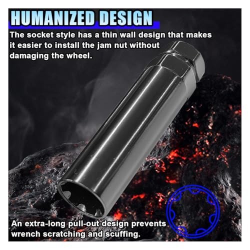 7 Point Spline Drive Tuner Socket Key Tool, Lug Nuts Socket Wrench Black