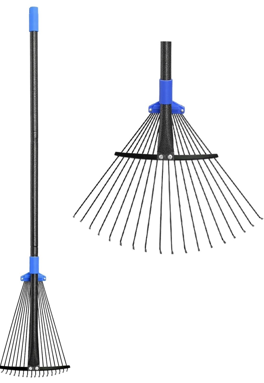 Adjustable Metal Leaf Rake Long Handle, Garden Rakes for Lawns Heavy Duty Lea...