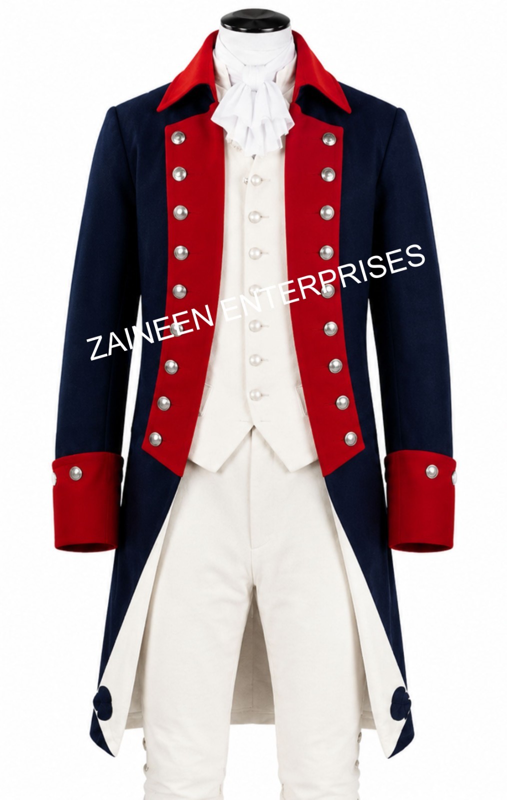 18th Century Revolutionary War Officer Coat Colonial Military Tailcoat Uniform