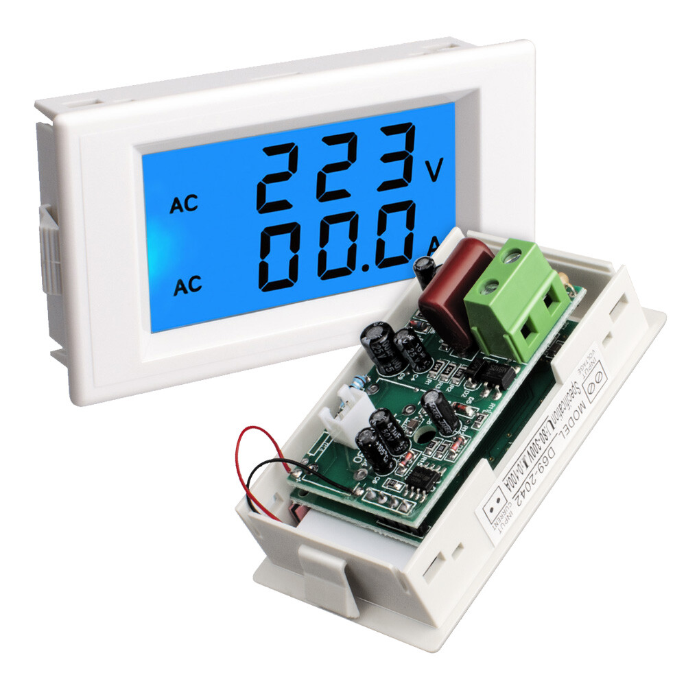 Dual LCD Digital Display AC 80-300V 100A Voltmeter Ammeter Voltage White