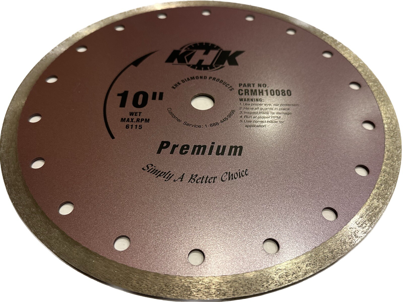 10 Inch Continuous Rim Diamond Blade For Tile, Porcelain, Marble and Granite