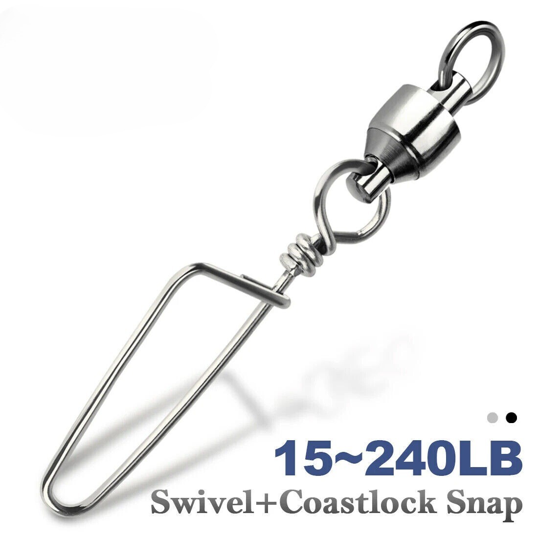 NEW 20~100Pcs Fishing Ball Bearing Swivels with Coastlock Snap Fishing Connector