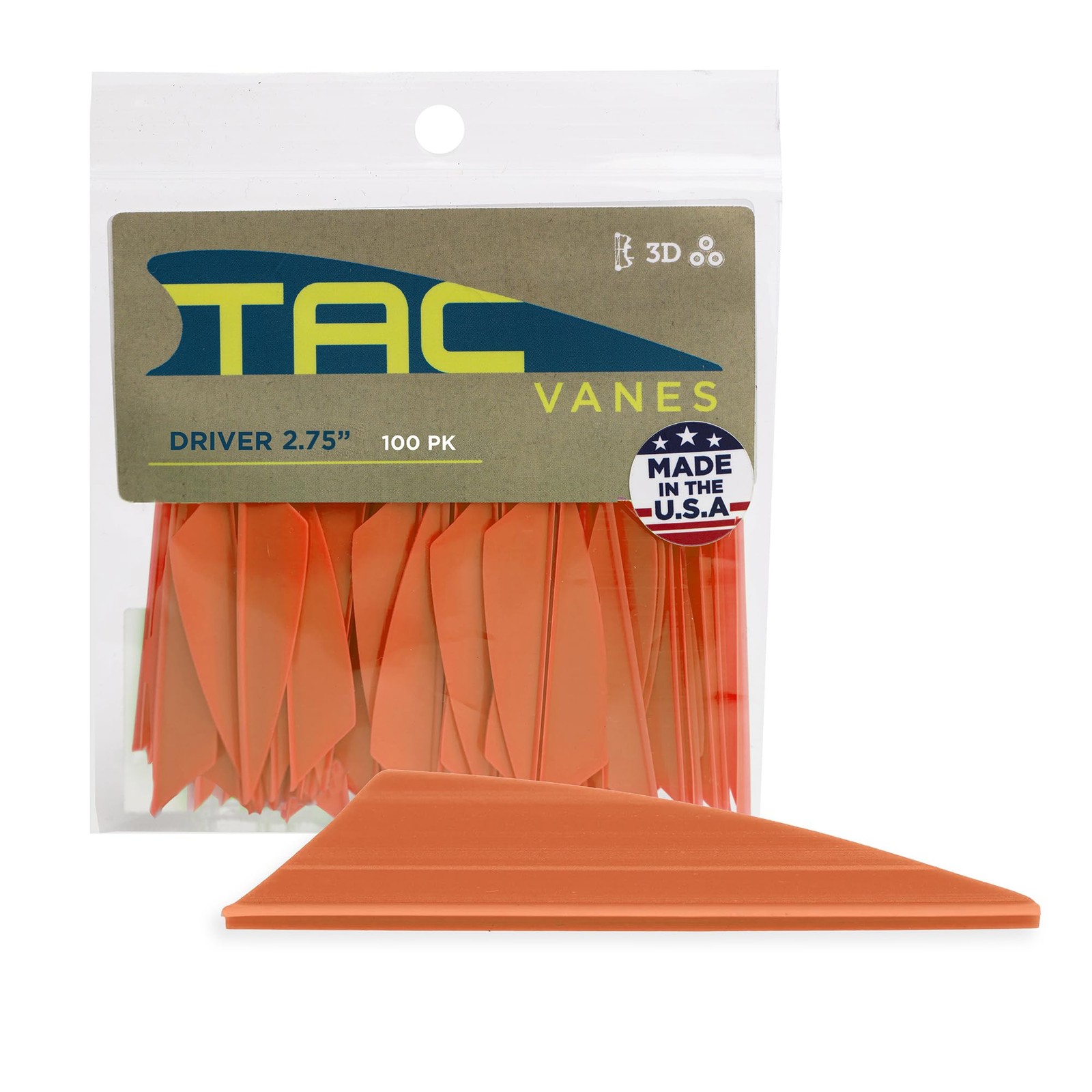 TAC Vanes 2.75" Driver Arrow | Archery Fletching for 2.75", Orange