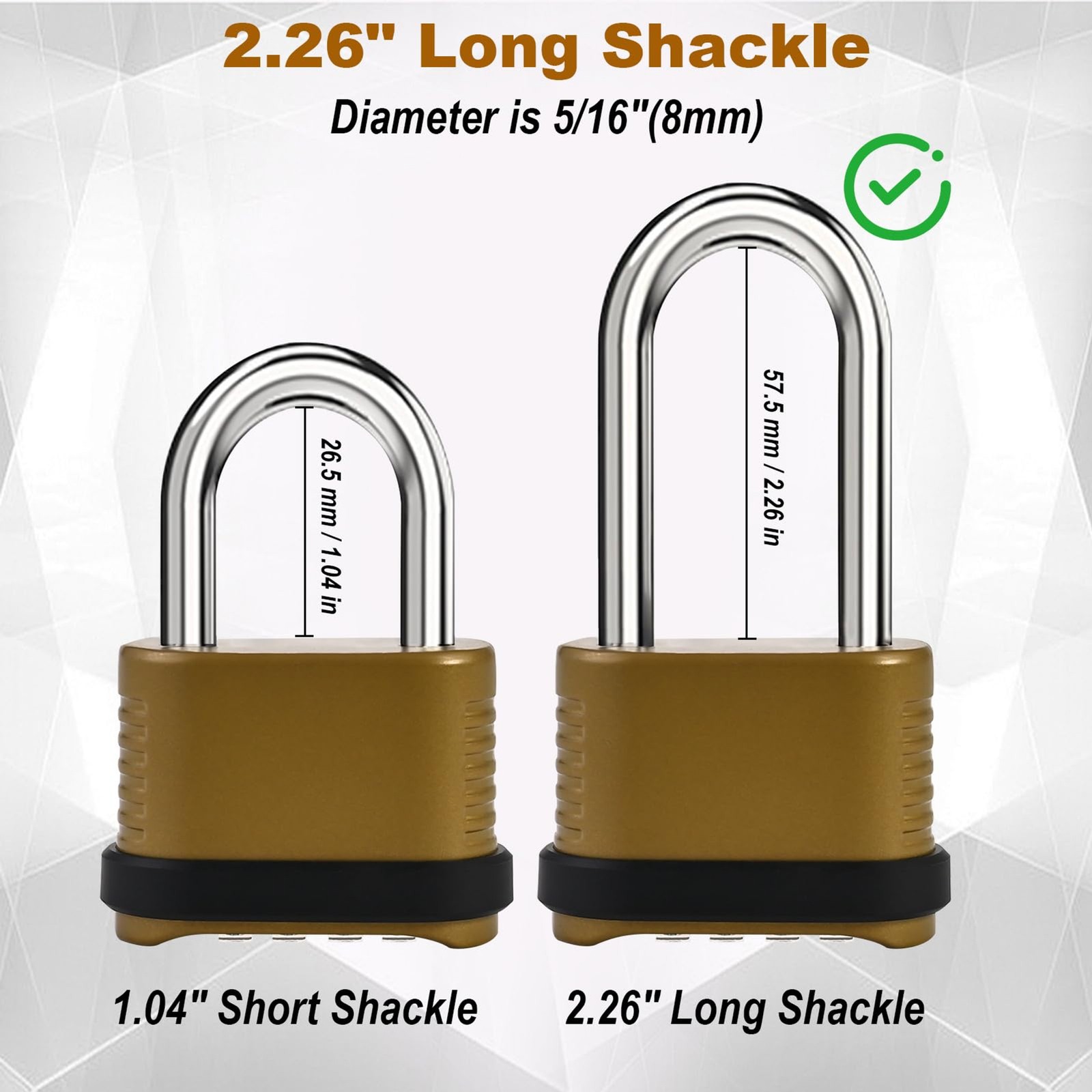 4 Pack Long Shackle Combination Padlock - 105mm Heavy Duty Combination Locks, Ou