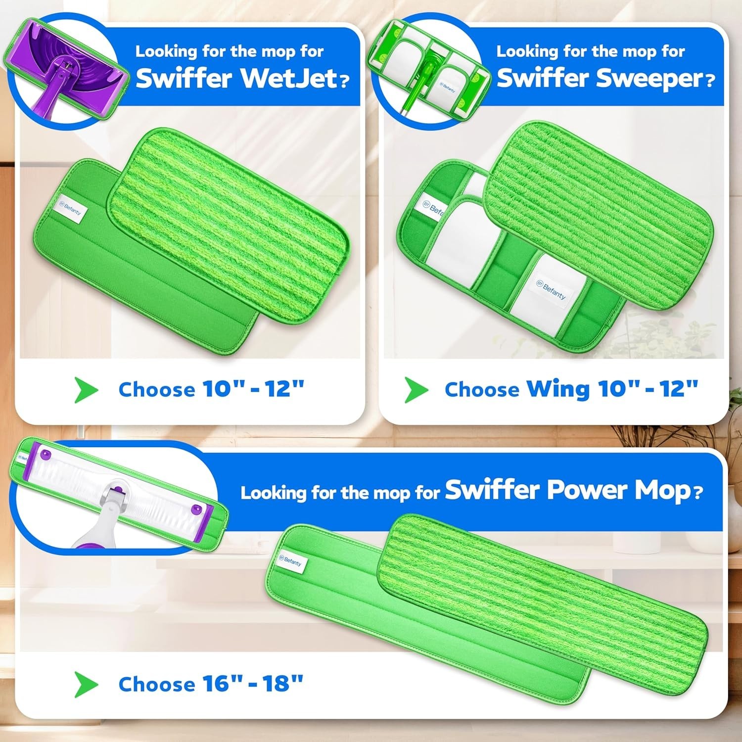 All-in-One Mop Pads Set - 4 Pack Microfiber with Scraper for Efficient Cleaning
