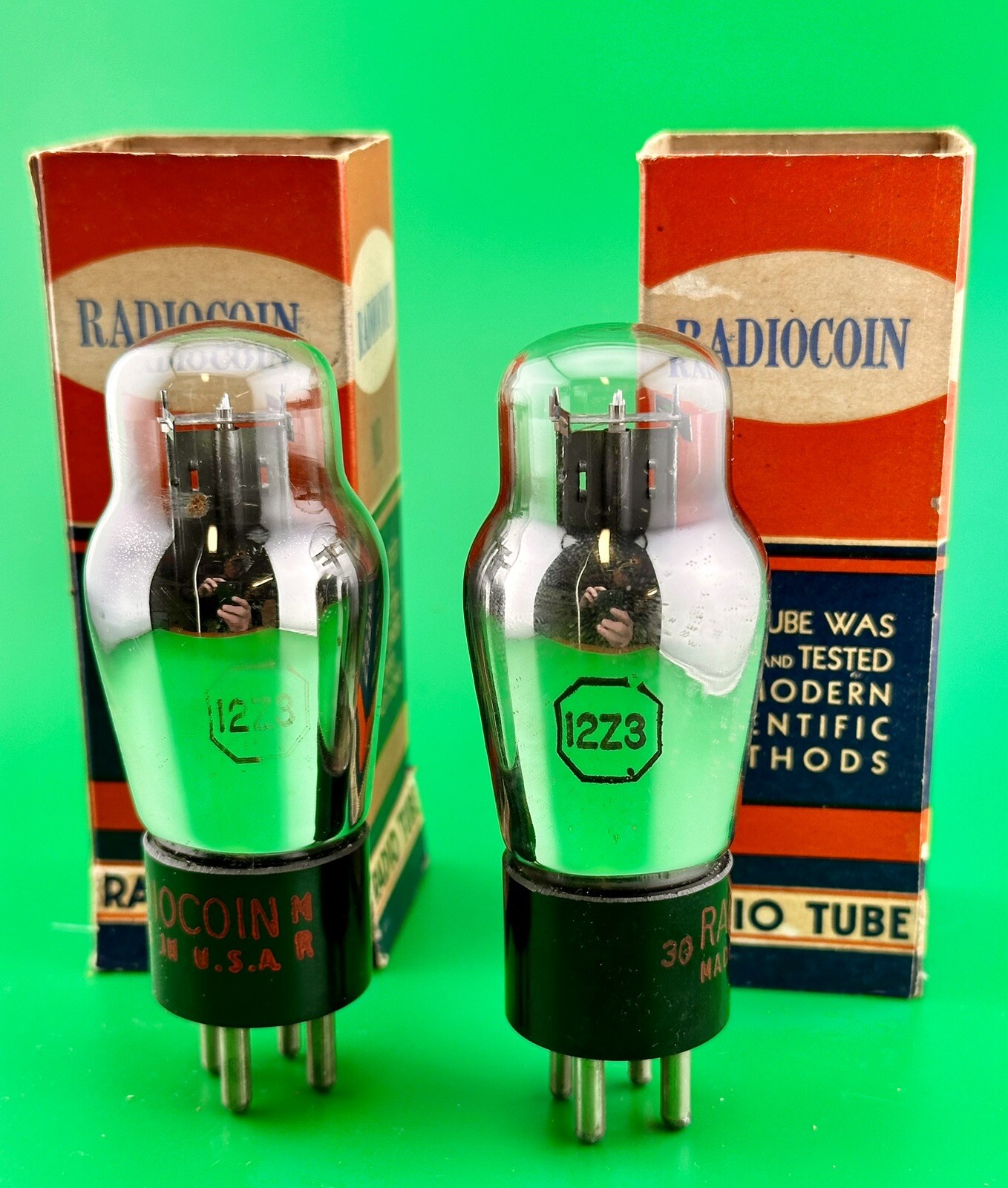 Pair (2X) RADIOCOIN 12Z3 HALF WAVE RECTIFIER VACUUM TUBES **NOS** TESTED