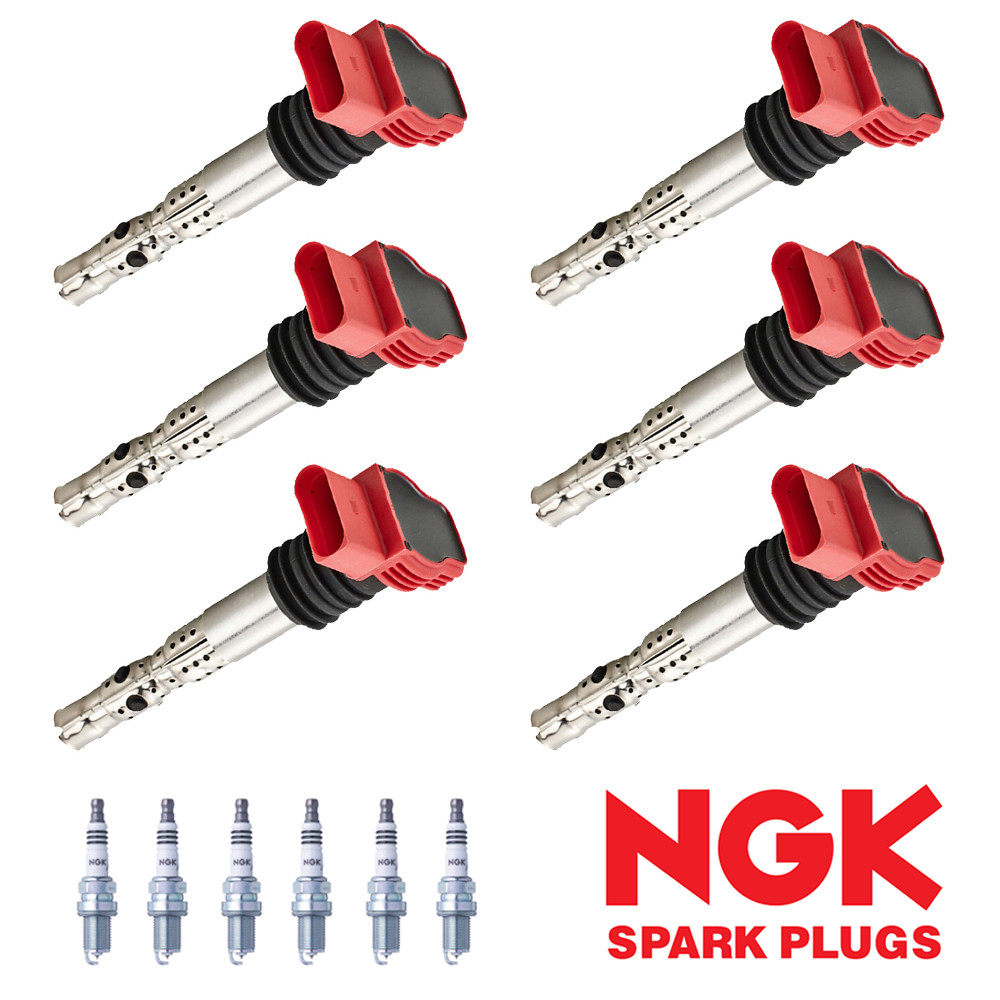 6 Ignition Coil & NGK Iridium Spark Plugs for 2002-2005 Audi A4 3.0L V6 UF483
