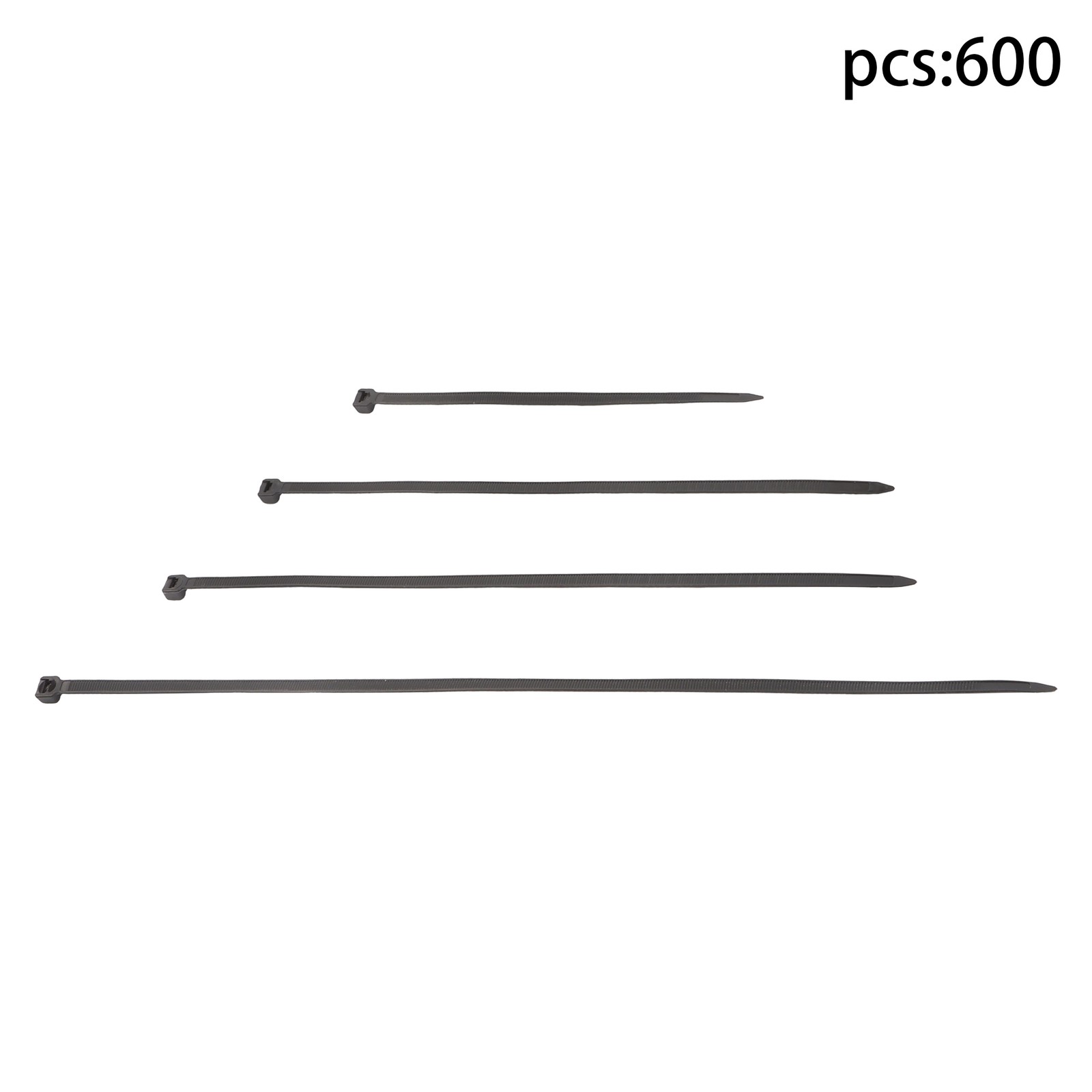 600 Pcs Self-locking Cable Ties Heavy Duty Assorted Sizes 8"+12"+14"+18" Nylon