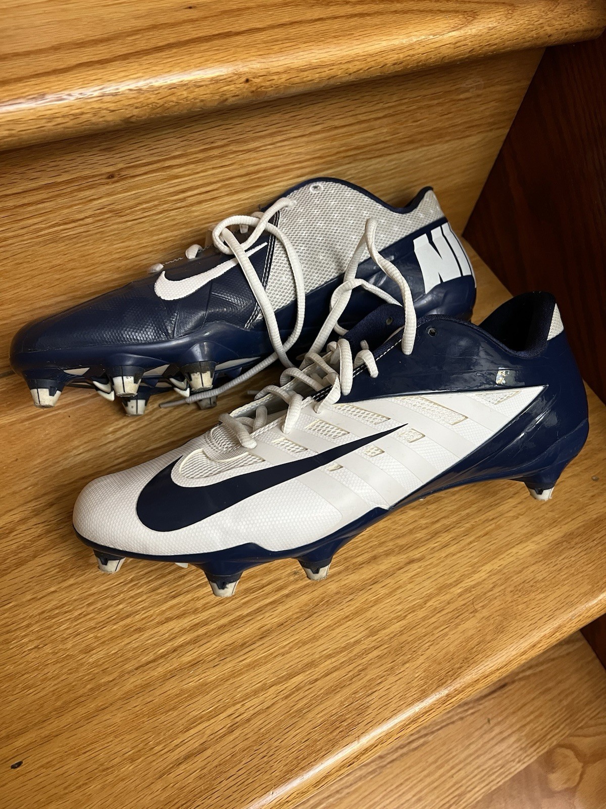 Nike Vapor 11.5 Men's Soccer Shoes -White-dark Blue Size 11.5 Adult