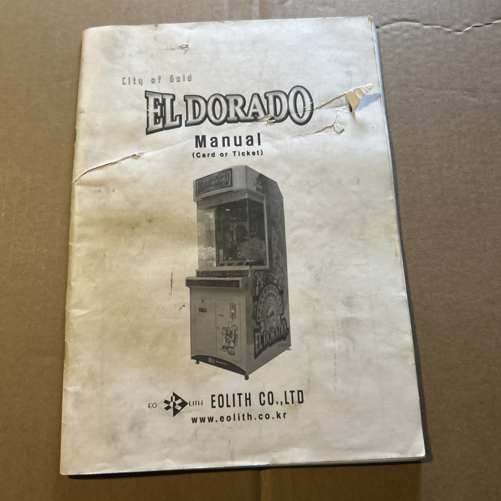 orginal Factory El Dorado City Of Gold Card Or Ticket Eolith arcade  game manual