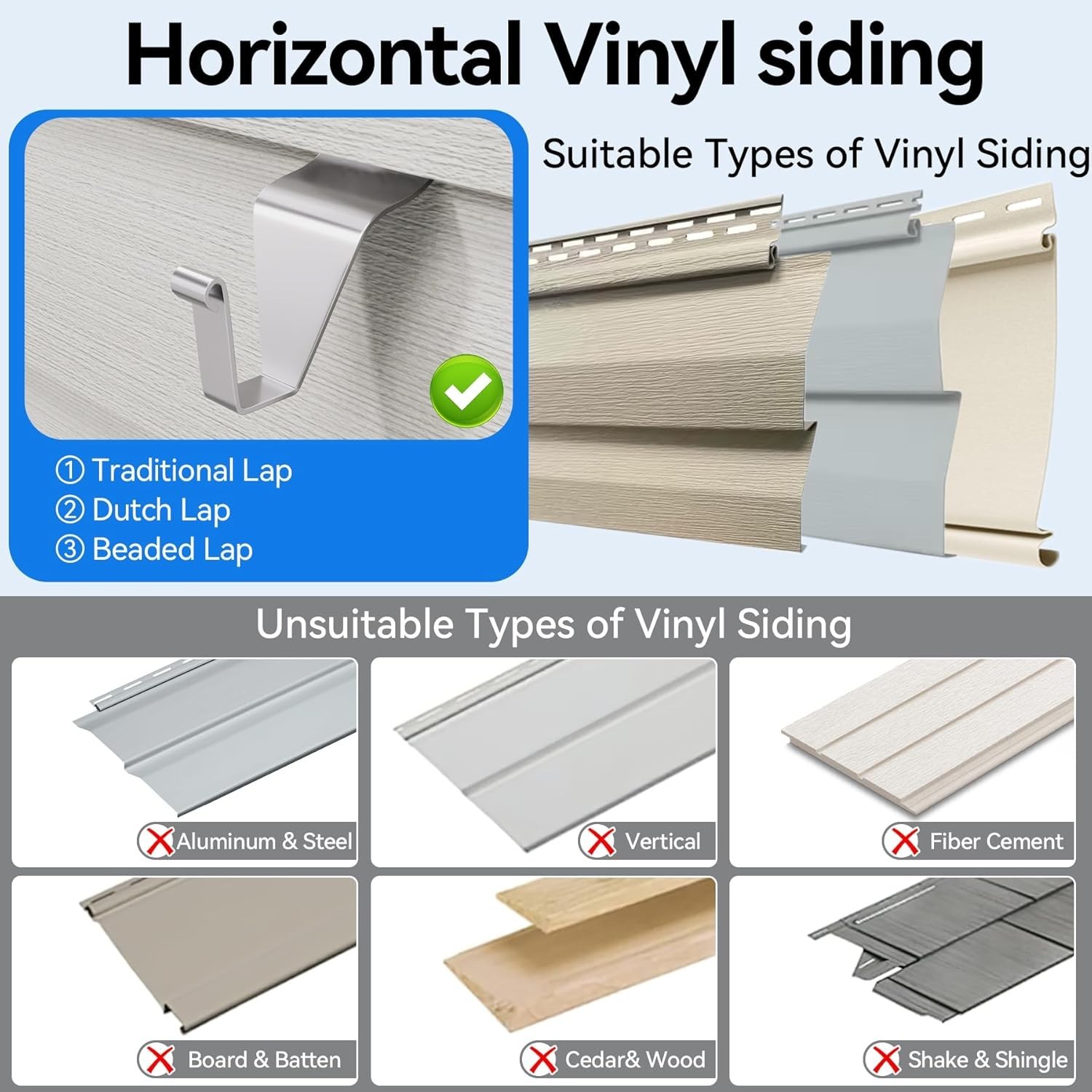Rust-Resistant Vinyl Siding Clips - Quick Install Heavy Duty Hooks (10 Count)