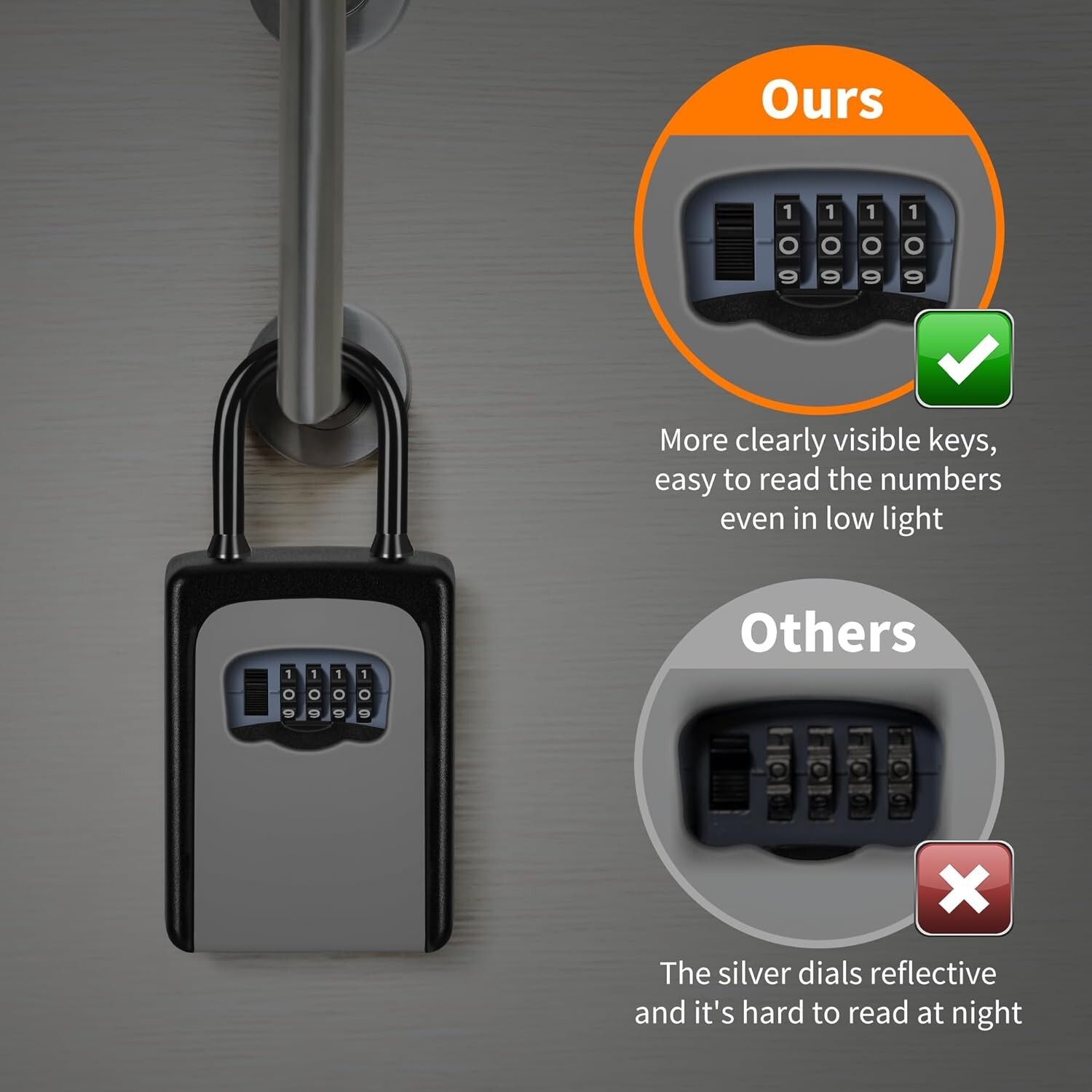 Portable Key Lock Box Wall Mounted Weatherproof with Resettable 4-Digit Code