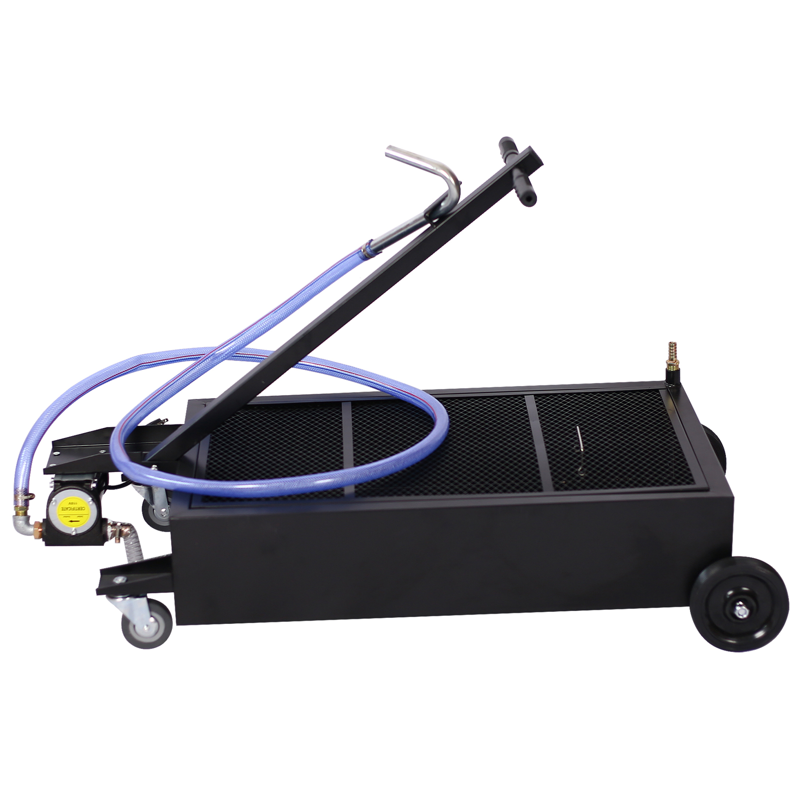 20 gallon Oil Drainer Pan Low Profile Dolly with Electric Pump Hose & Wheels US