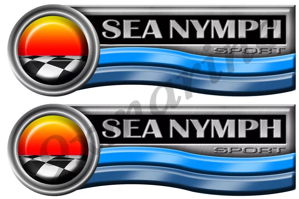 SEA NYMPH Sport Vinyl Decal Boat Stickers, Set of 2, 10" x 3.5"