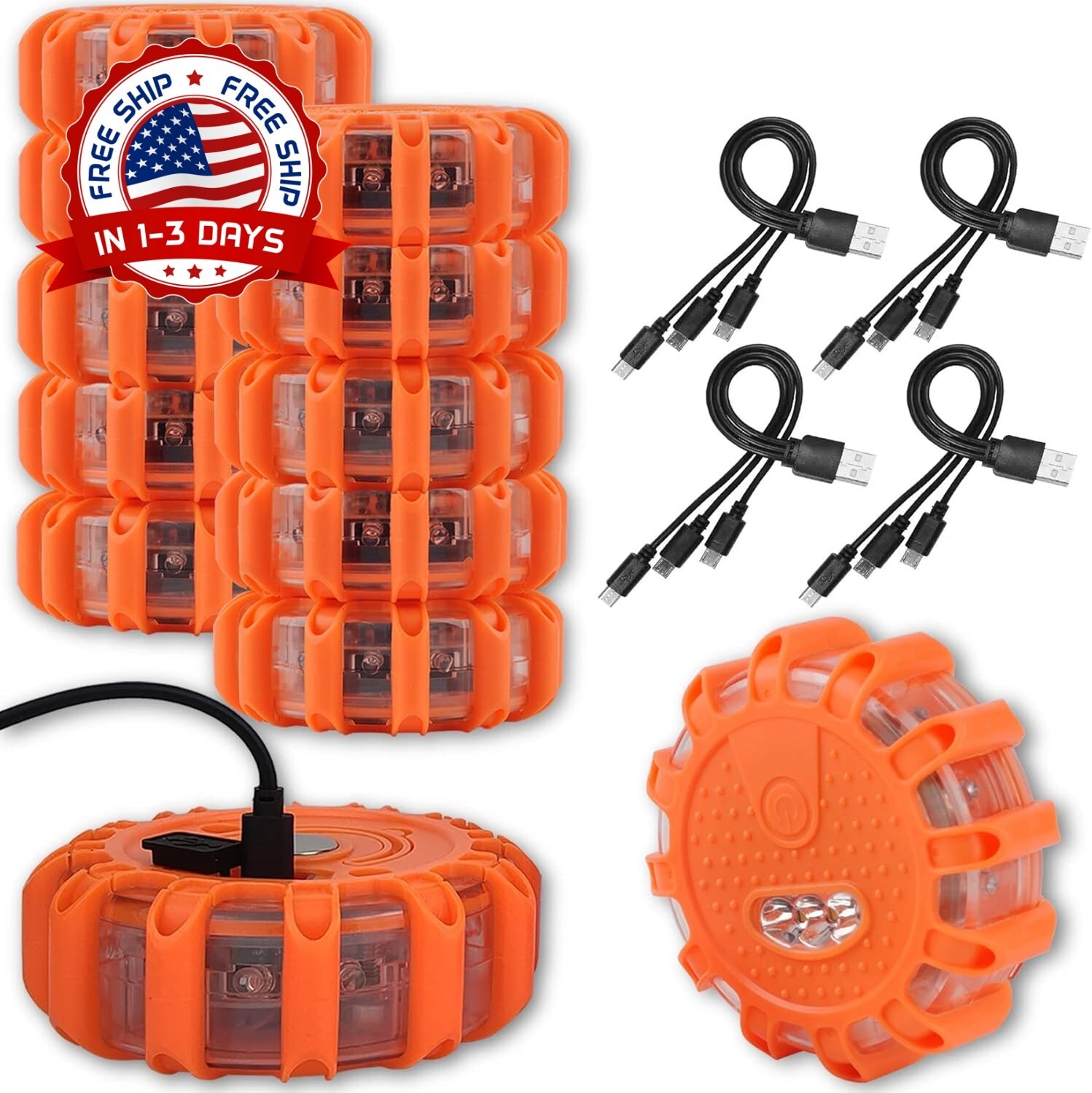 Luces De Emergencia LED Recargables Por USB Para Vehículos Y Embarcaciones, 12PC