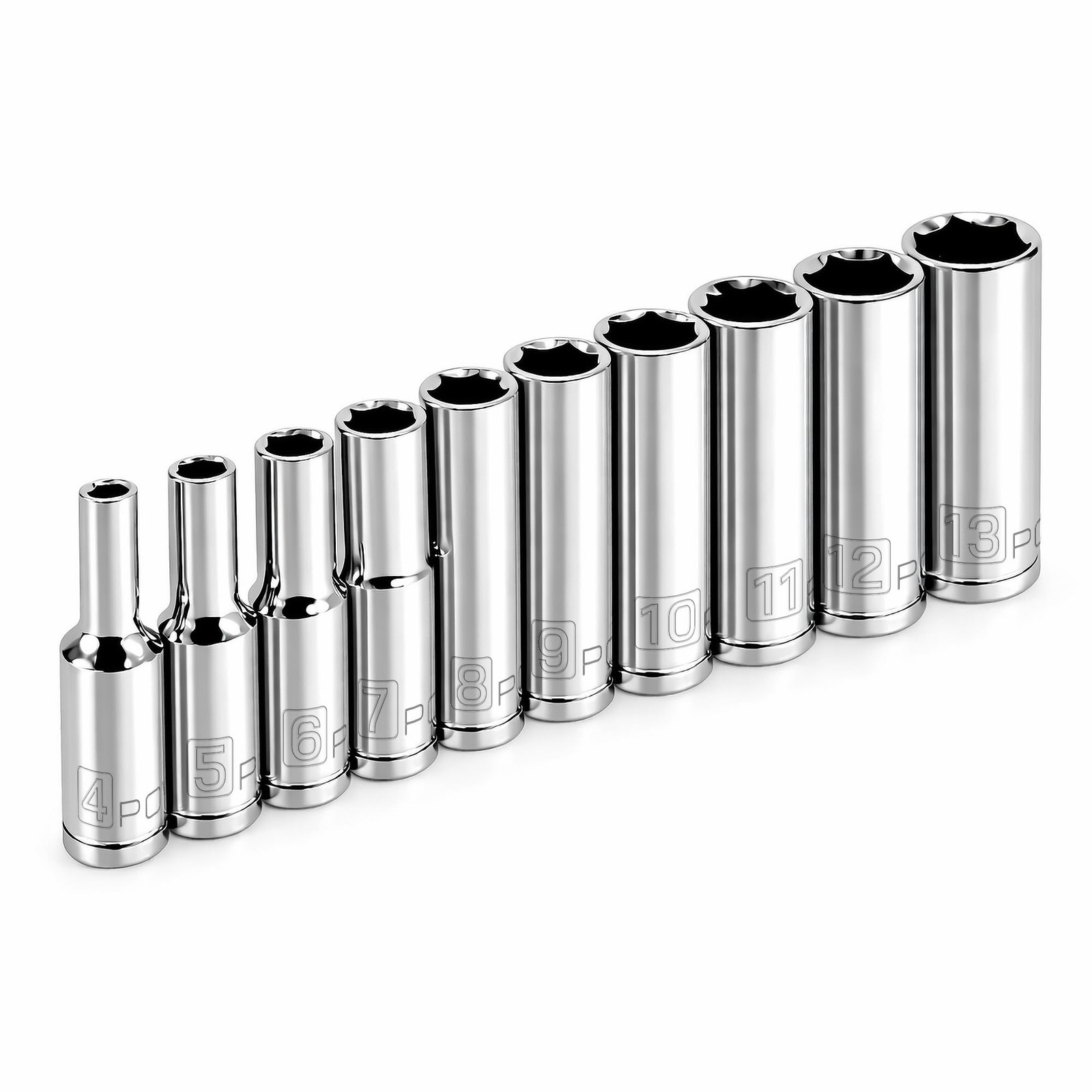 Powerbuilt 10 Piece 1/4 Inch Drive Metric 6 Point (Pack of 1), Silver