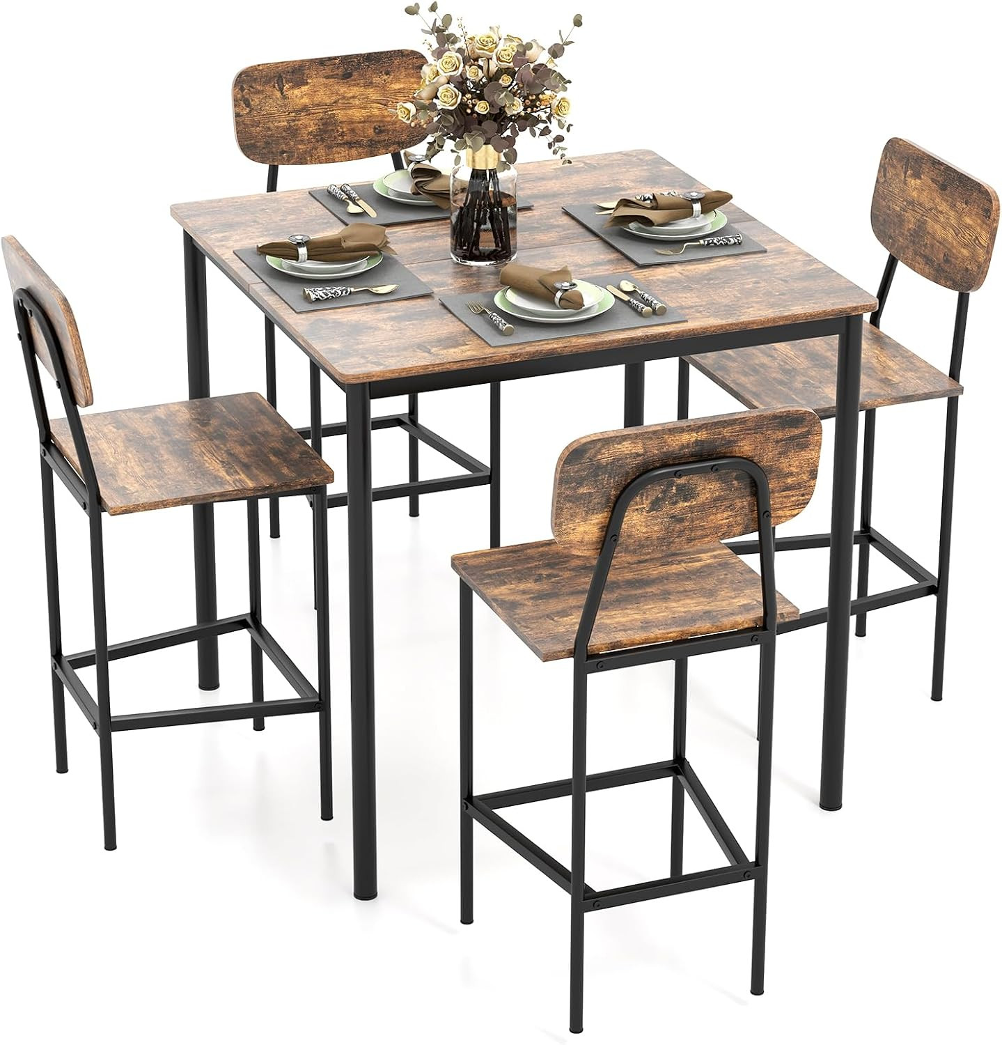 Bar Height Table and Chairs, Counter-Height Dining Table Set, Pub Table and Chai