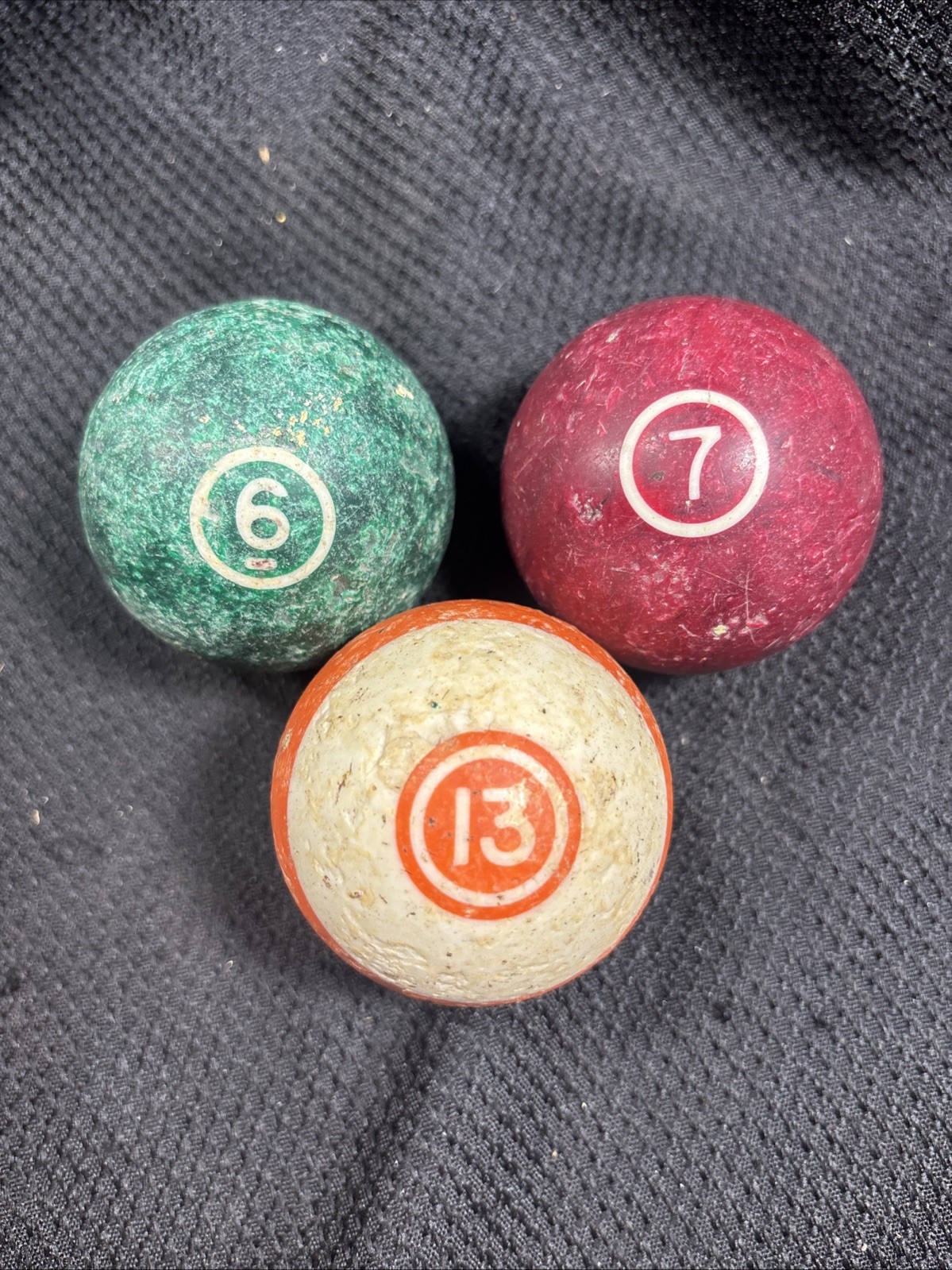 Vintage Plastic Billiard Pool Balls 6, 7 And 13 Lot Of 3