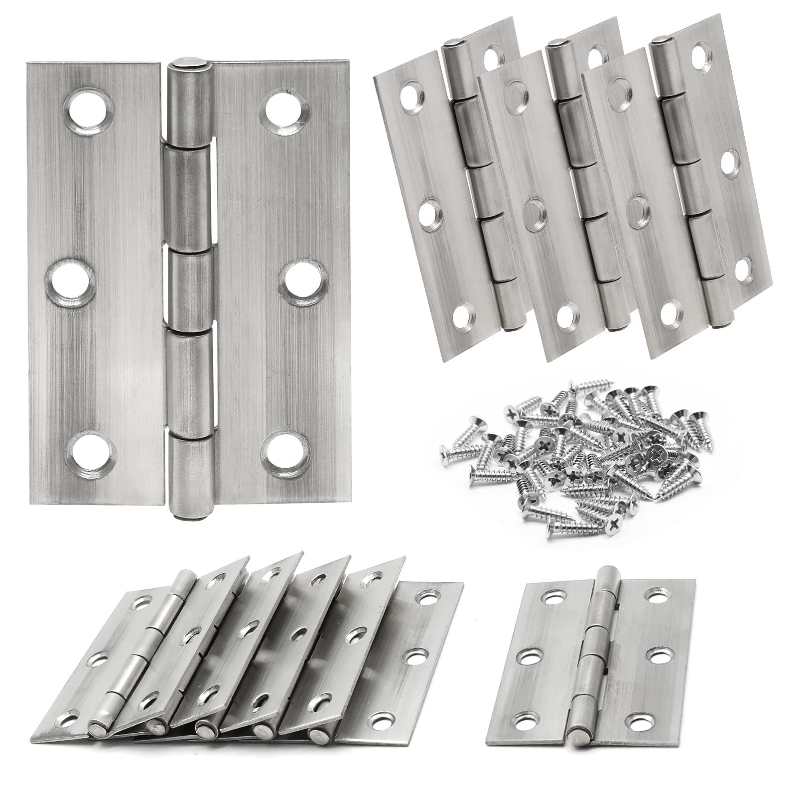 3 Inch Stain Nickel Door Hinges Heavy Duty, 10 Pcs Stainless Steel Folding Bu...