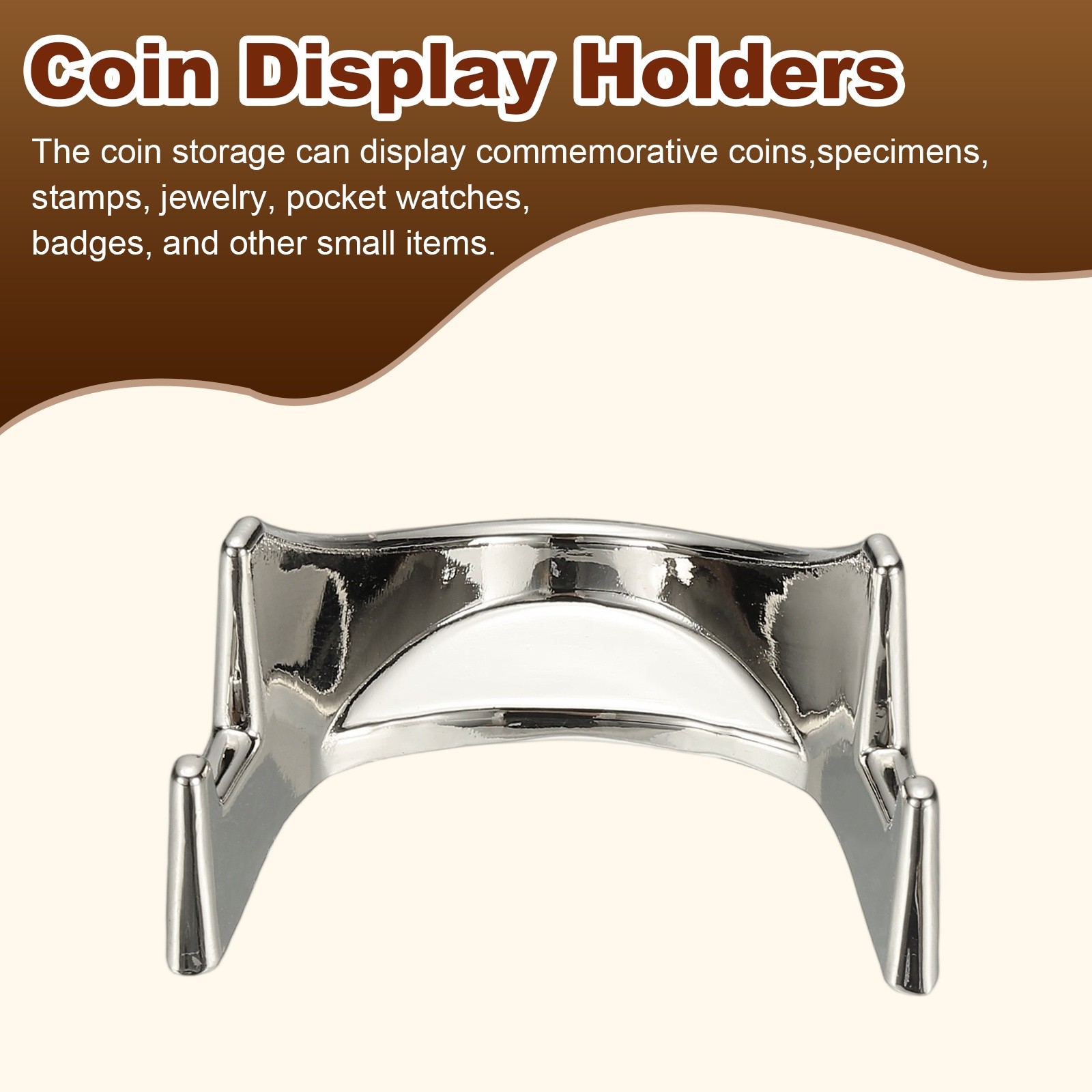 Coin Display Stands, 3Pcs Mini Coin Easel Presentation Holder, Silver