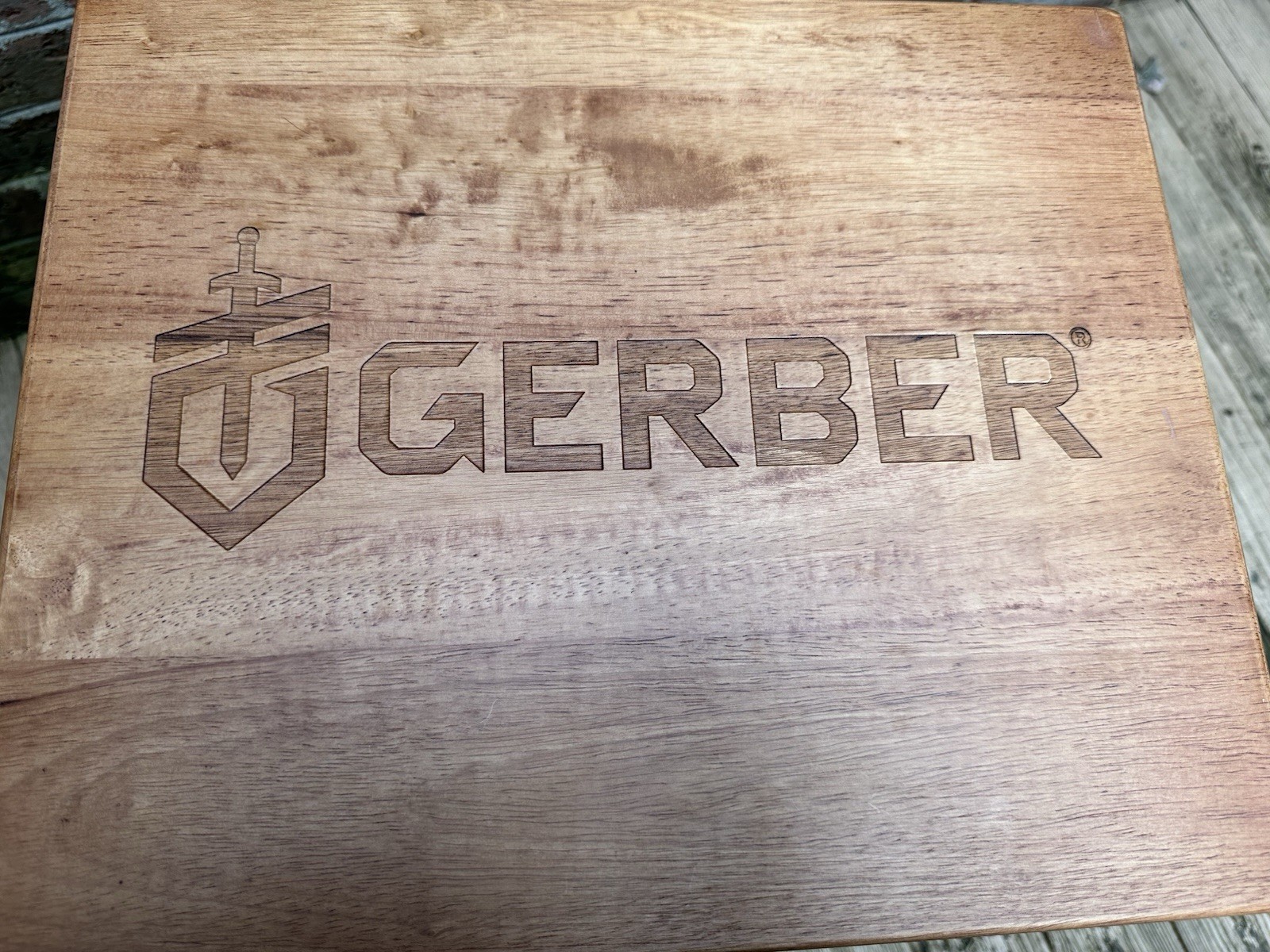 Gerber Knives Solid Wooden Square Stool Metal Frame New