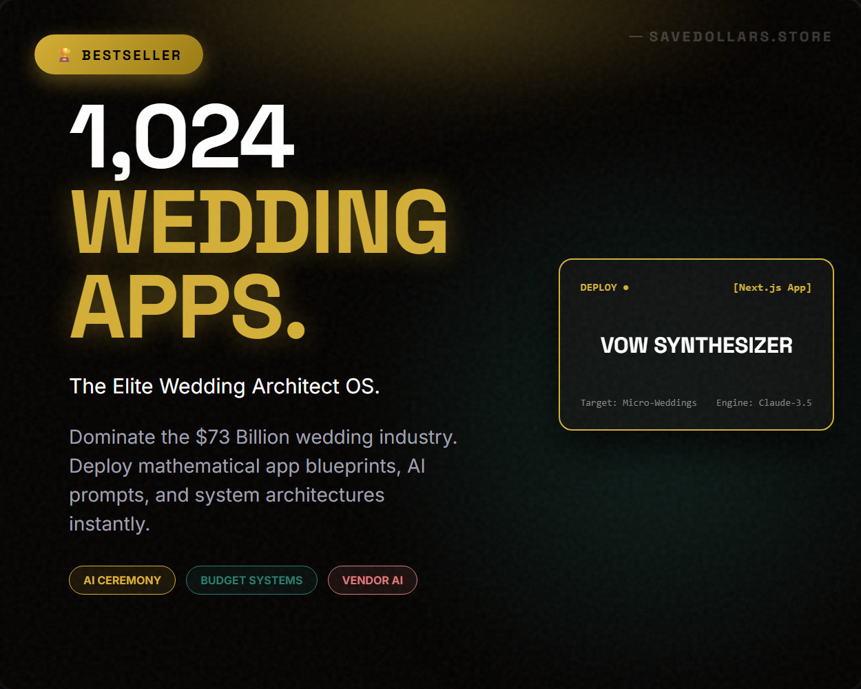 Elite Wedding Architect OS | 1,024 Tech & Micro-SaaS Blueprints | Next.js AI Pro