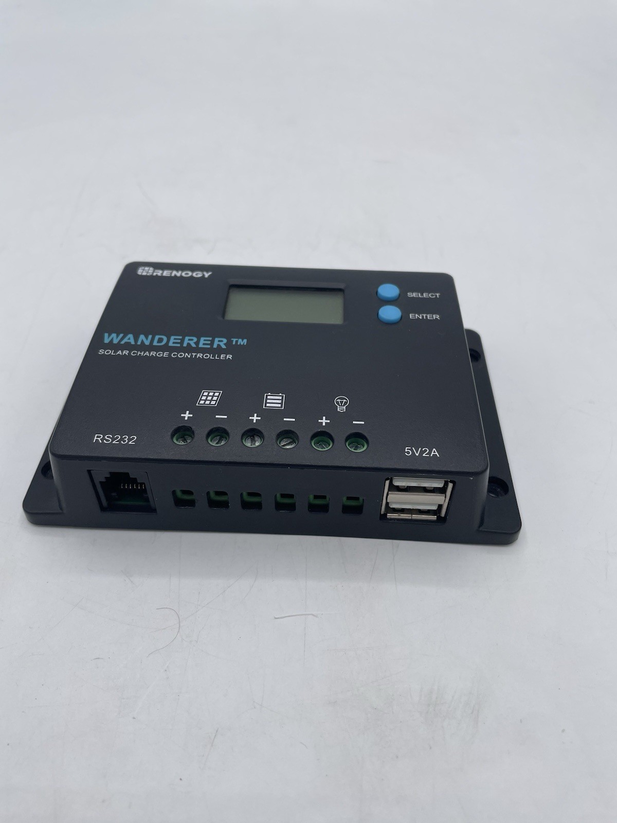 Renogy 10 Amp 12V/24V PWM Negative Ground Solar Charge Controller Compact Design