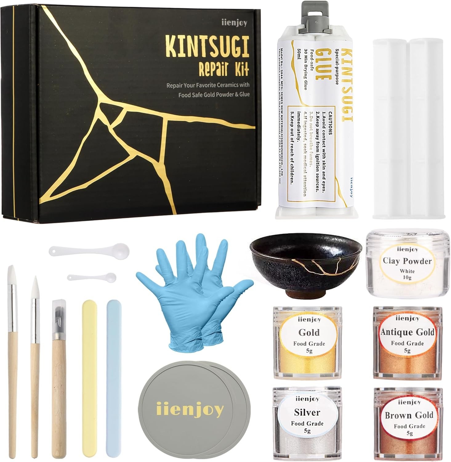 Kintsugi Repair Kit Food Safe Metal Pigments Ceramic Glass Jade Pottery DIY Art