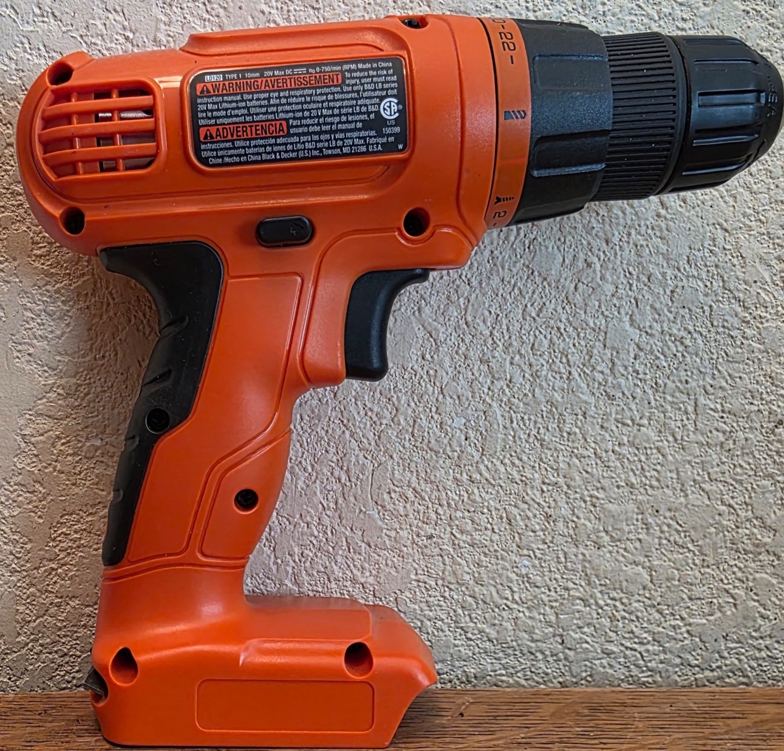 BLACK+DECKER 20V Max Cordless Drill/Driver LD120 / Tool ONLY EUC