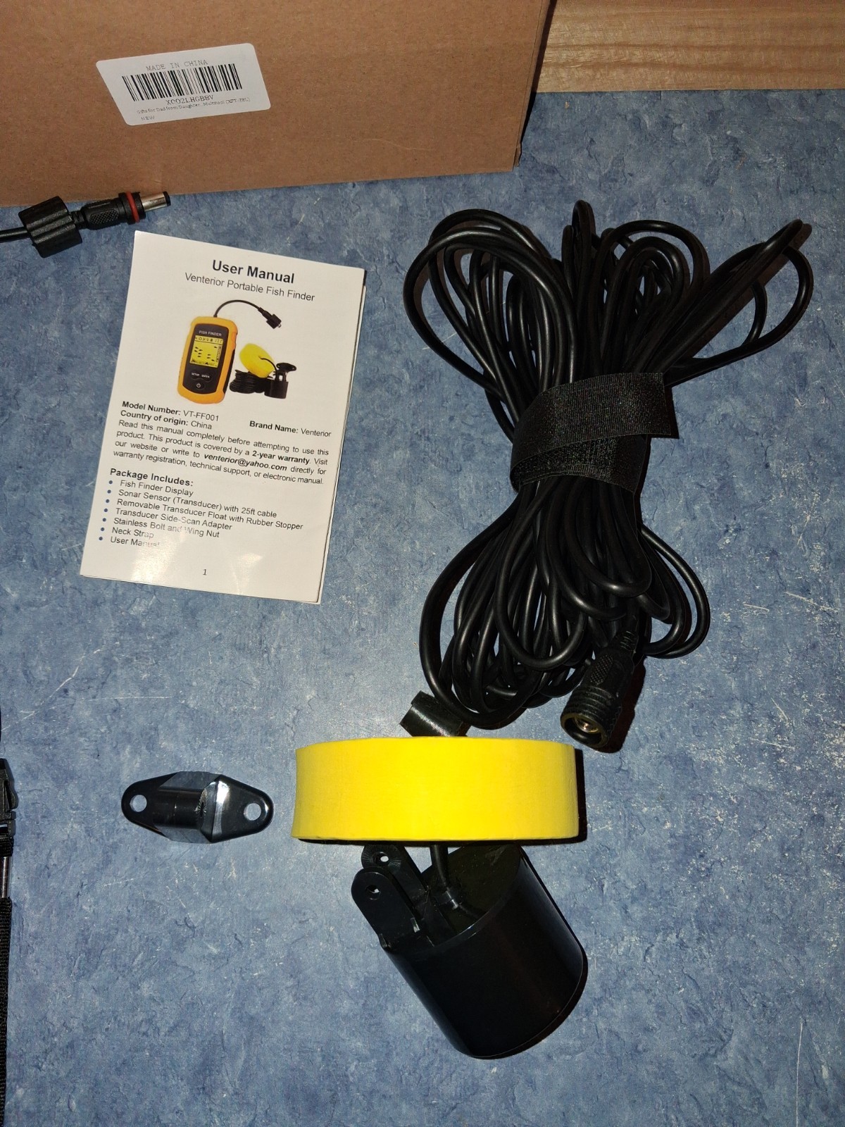 Venterior Portable Fish Finder-Handheld Sonar-LCD Display-Castable Transducer