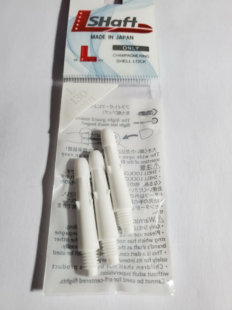 EXTRA SHORT WHITE L STYLE 130 L SHAFTS  INCLUDES 3 CHAMPAGNE RINGS