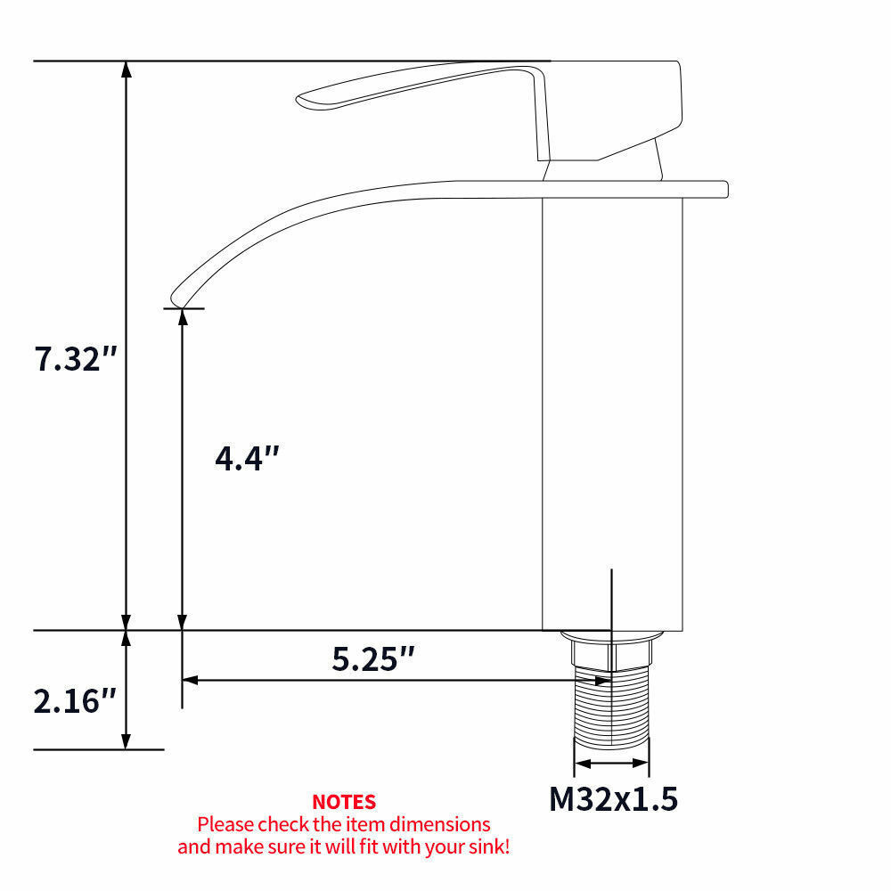 Waterfall Bathroom Sink Faucet Basin Lavatory Single Handle Mixer Tap W/6''Cover