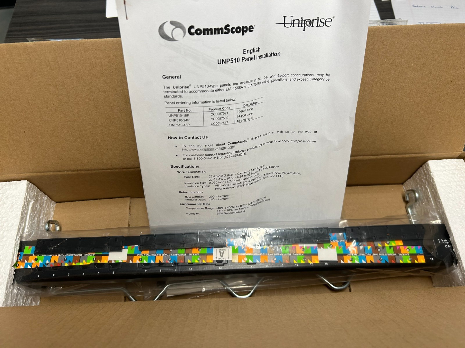 New - Commscope Uniprise UNP510-24P Cat5e 24-Port Patch Panel | CC0057539