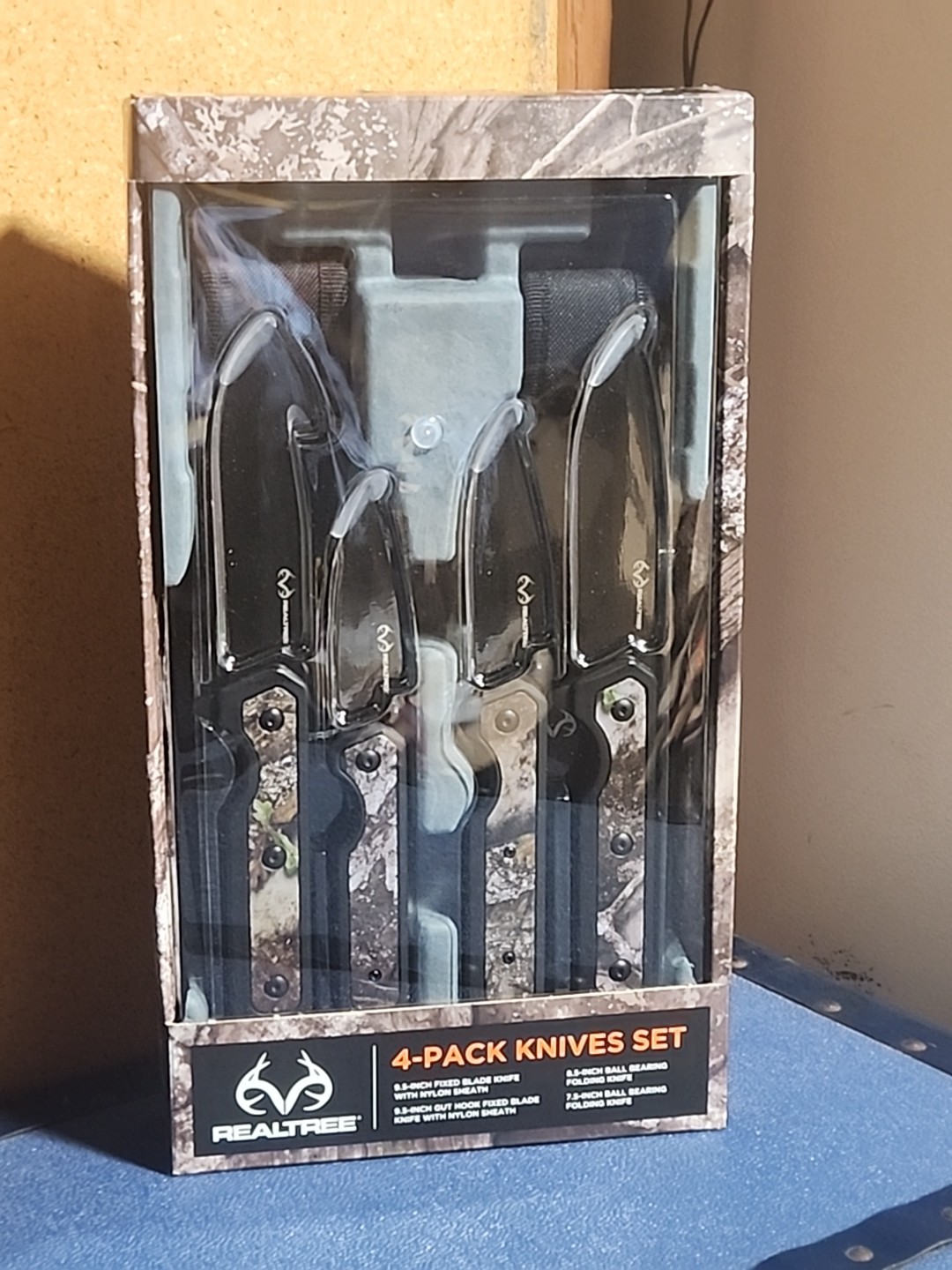 4-Pack REALTREE Camouflage Knife Set Hunting Fishing Camping Stainless Steel