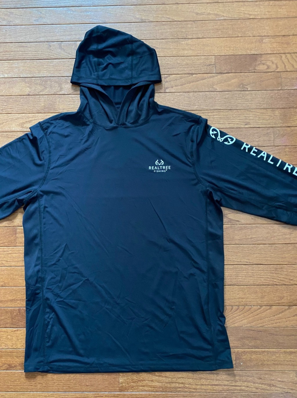 Realtree Fishing Black Hoodie Base Layer Pullover Long Sleeve Shirt Adult Siz XL
