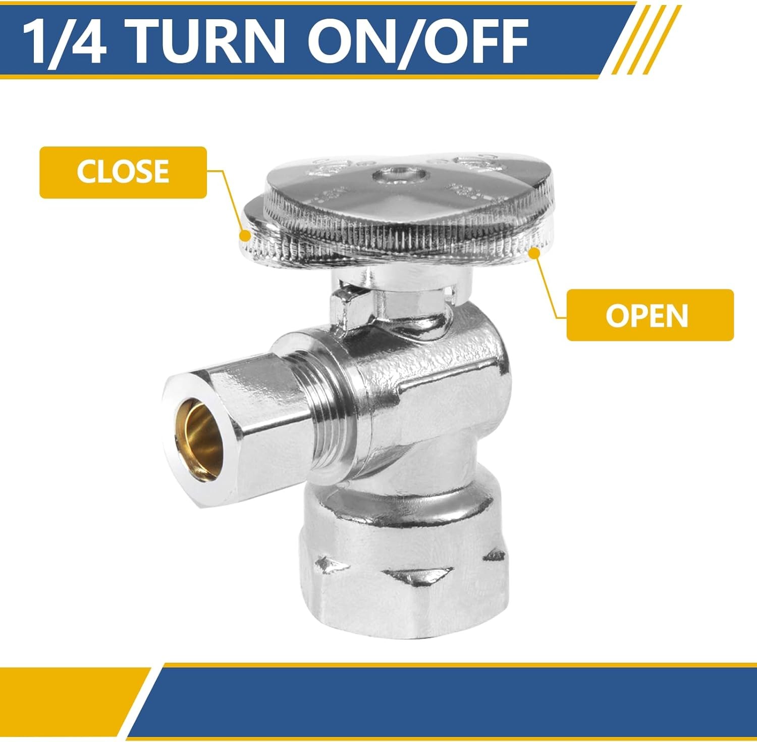 Angle Stop Valve,1/2" FIP Iron Pipe Compression Chrome Angle Shut-off Valve