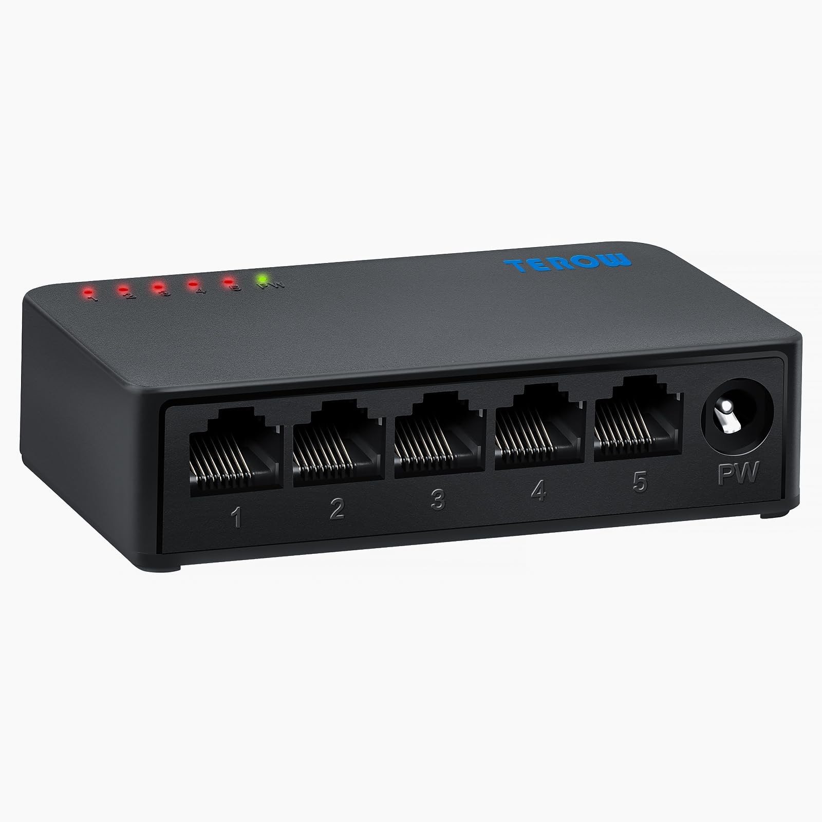 5 Port Gigabit Network Switch Portable Plug & Play Fanless Housing Black Hub