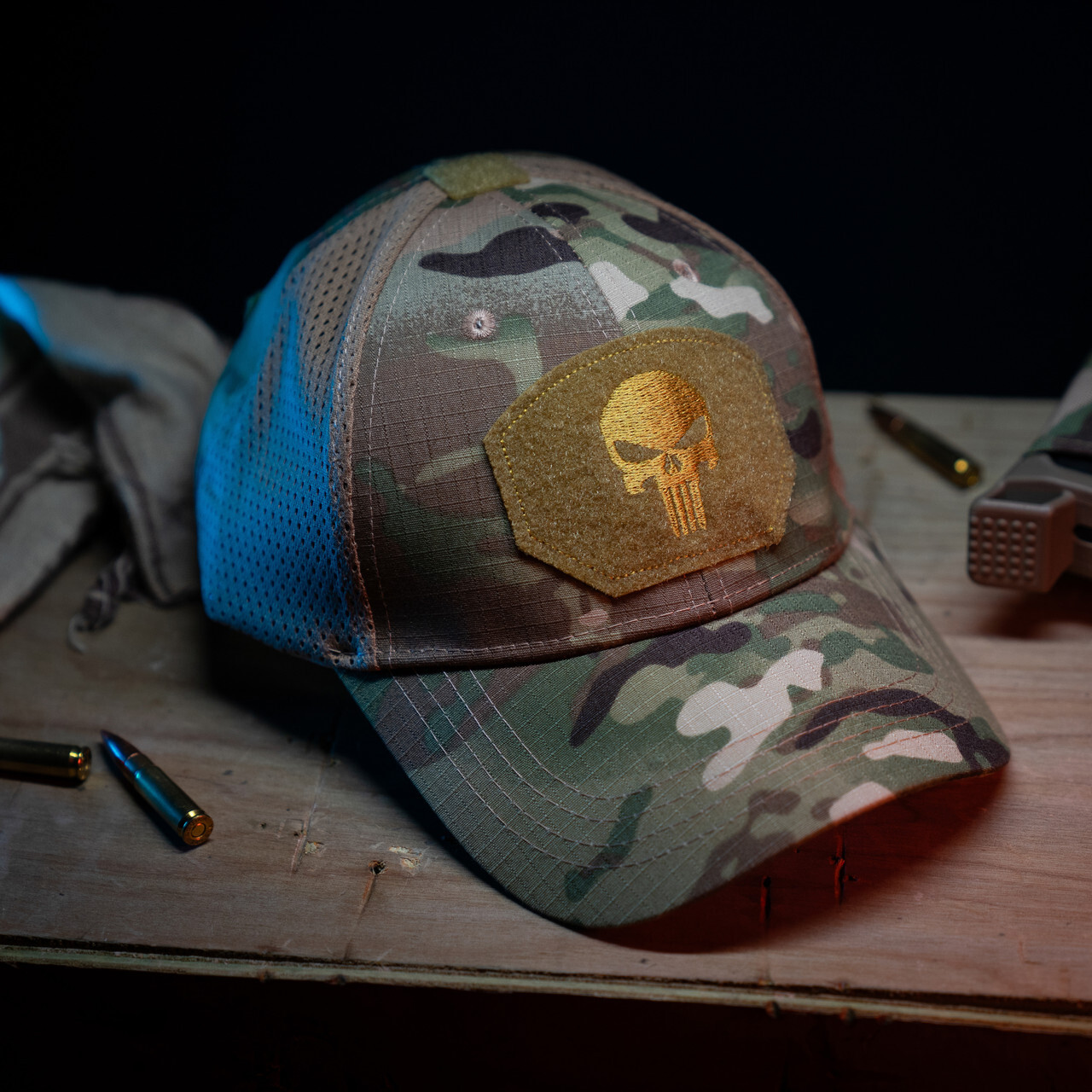 Punisher Tactical Cap With Loop Surface Hook Backed Morale Patches Operator Cap