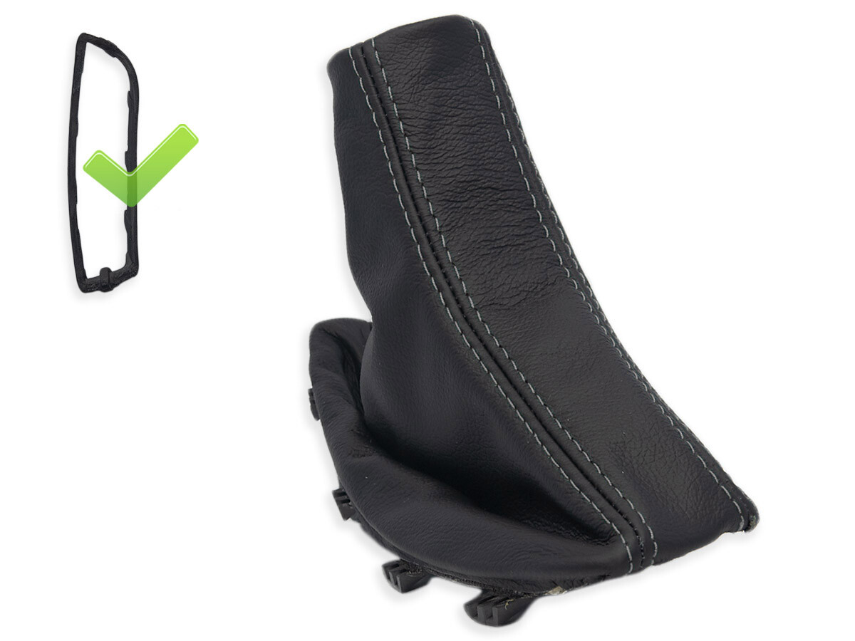 FOR BMW X3 E83 2004-2010 HANDBRAKE GAITER LEATHER STITCHING GRAY + FRAME