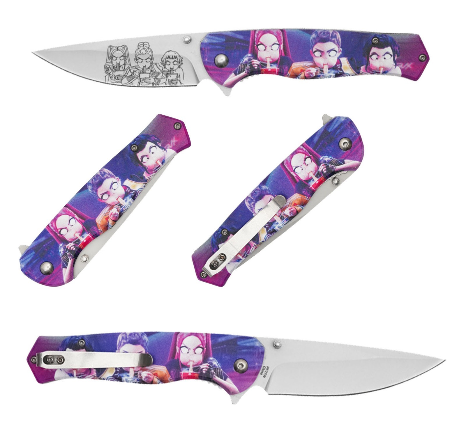 8” K-Pop Demon Hunters Huntrix Ramen 3-D Printed Graphic Spring Assisted Knife