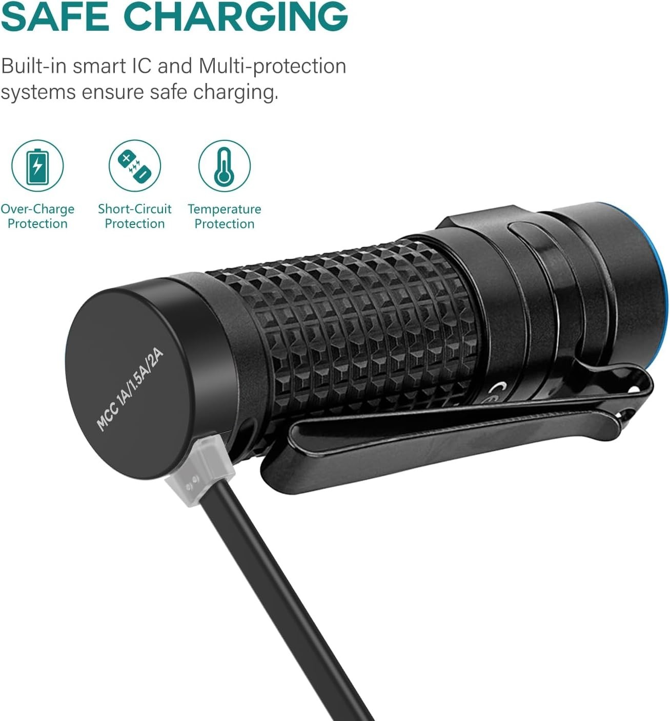 Universal Magnetic Charger for Olight Flashlights - Secure & Lightweight Design