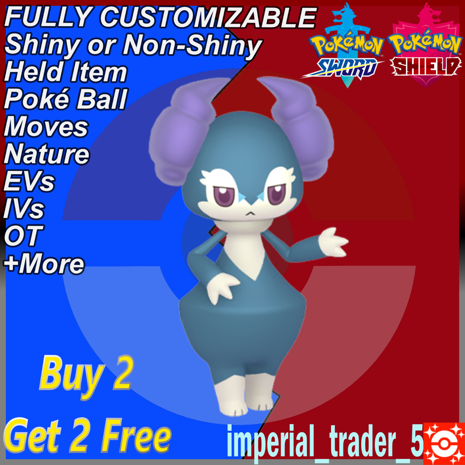 Pokémon Sword and Shield ✨ Shiny Indeedee ✨ W/ Best 6IV Customizable