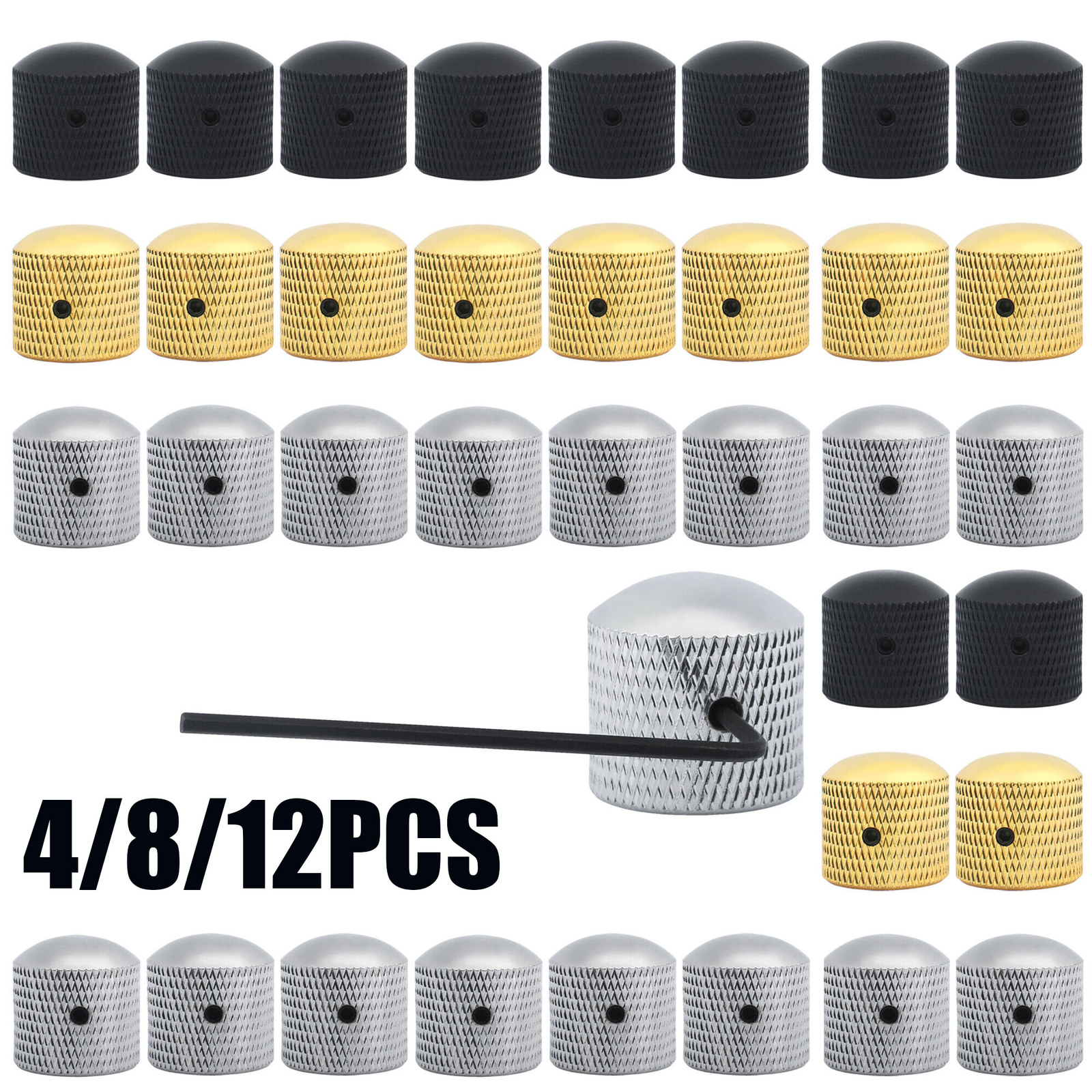 4/8/12PCS Dome Knob Volume Tone Control Knobs with Inner Hexagon Spanner Guitar